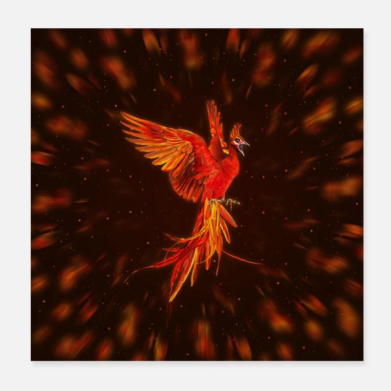 Auferstehen des Phönix - Poster 20x20 cm - Weiß