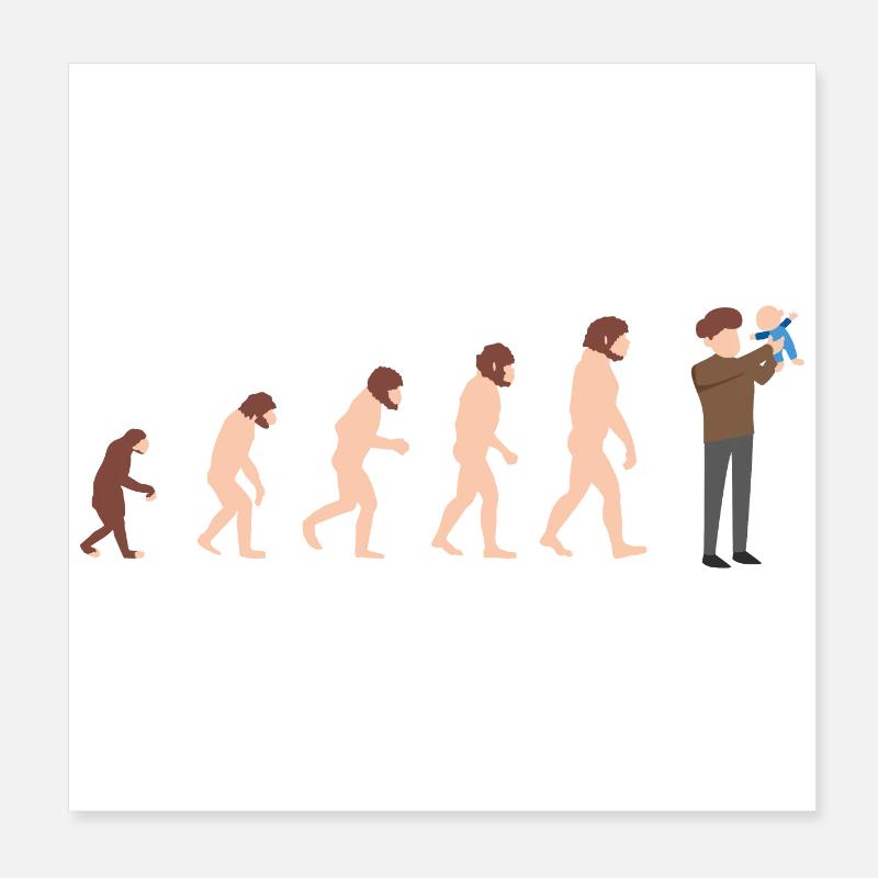 Evolution Papa und Baby Neuer Papa Geschenkidee Poster 20x20 cm