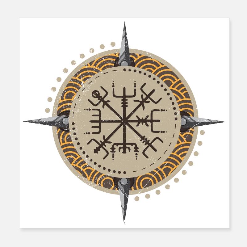 Symbol Vegvisir Vegvísir Wikinger Geschenkidee Poster 20x20 cm
