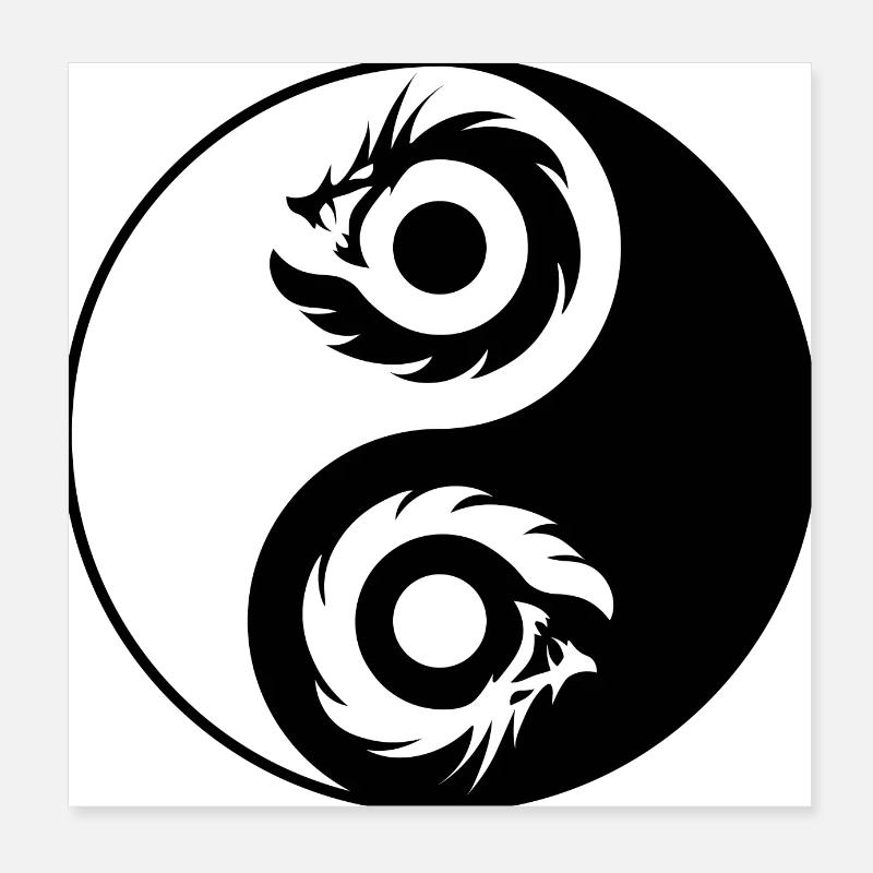 Dragon Yin Yang (2 Dragons) Poster 20 x 20 cm
