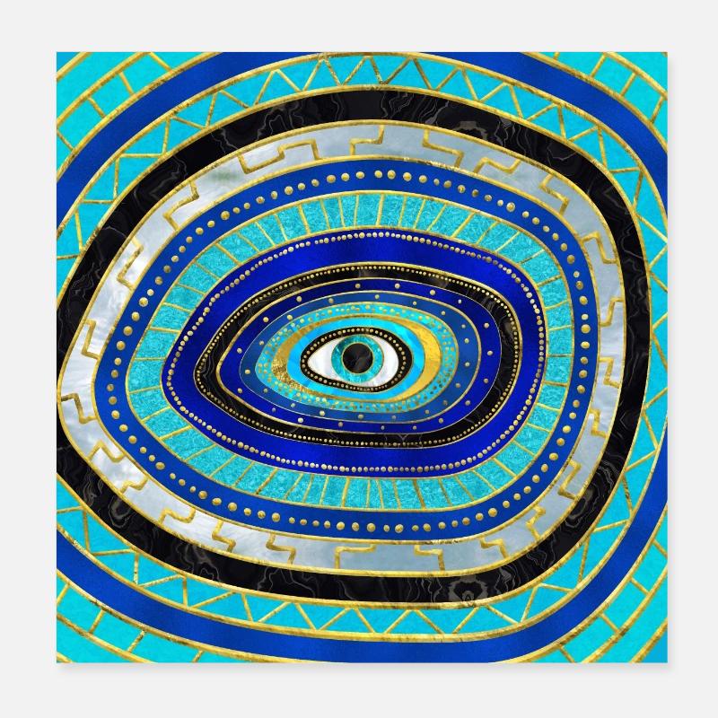 Evil Eye Amulett Ornament - Poster 20x20 cm - Weiß