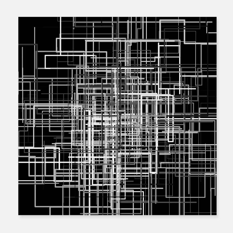 Abstract line network 1 black and white Poster 8" x 8" (20x20 cm)