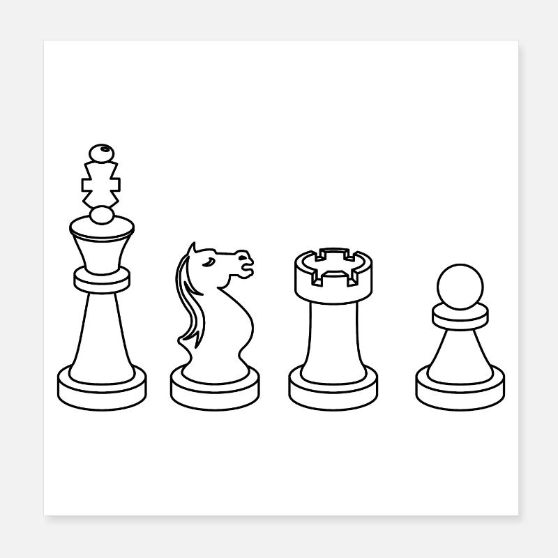 échecs - Poster 20 x 20 cm - blanc