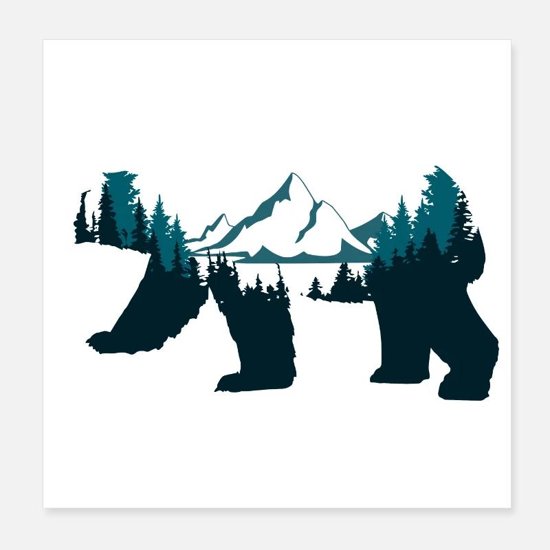 Double Exposure Animals Eisbär Geschenkidee Poster 20x20 cm