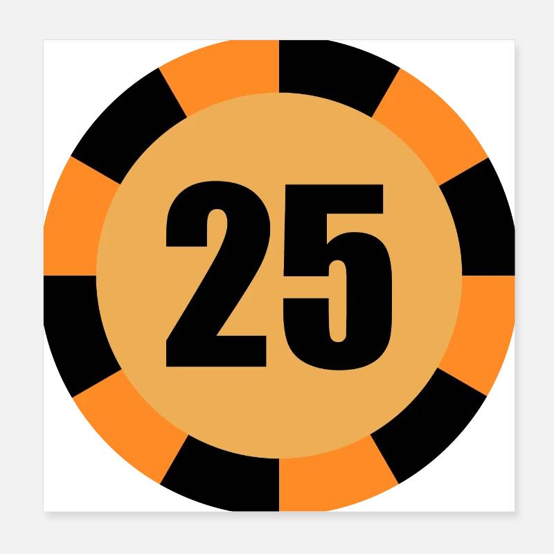 Numéro de jeton de poker 25 conception de jeu de poker Poster 20 x 20 cm