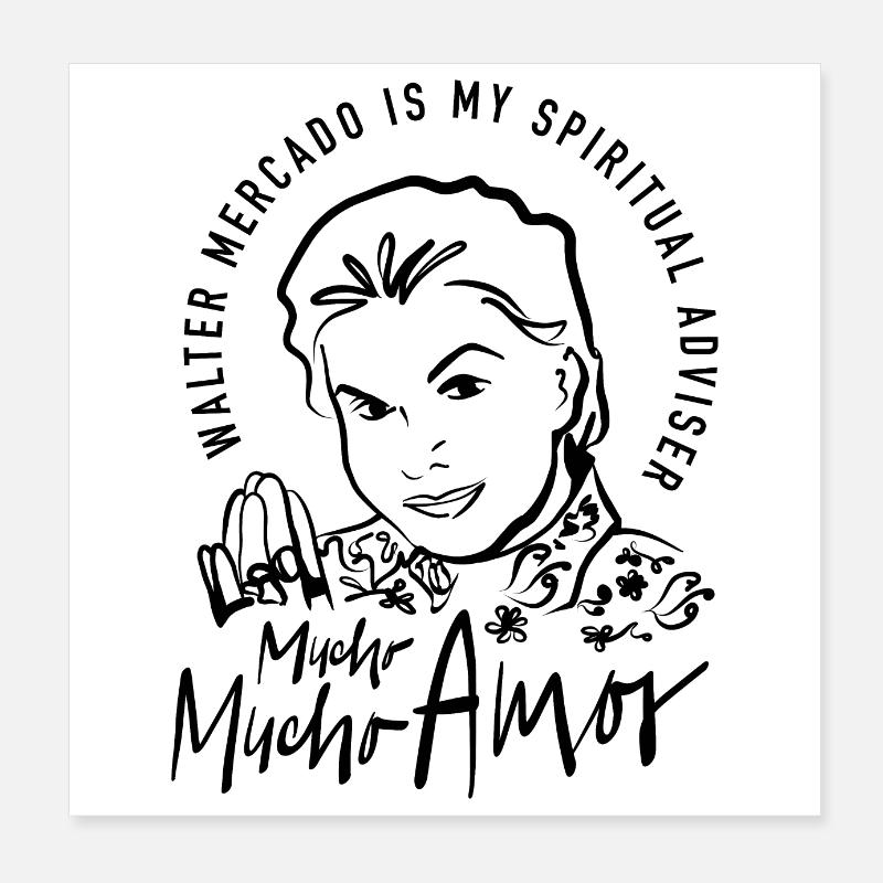 Walter Mercado - Mucho Mucho Amor black Poster 8" x 8" (20x20 cm)