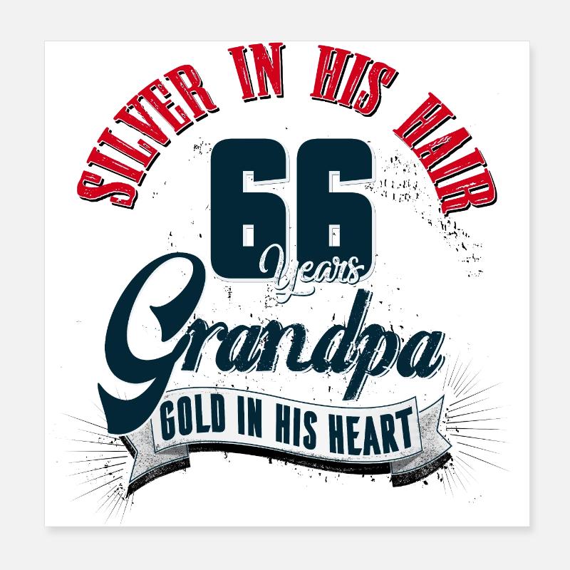 Nonno, 66 ° compleanno, 66 anni, presente Poster 20x20 cm