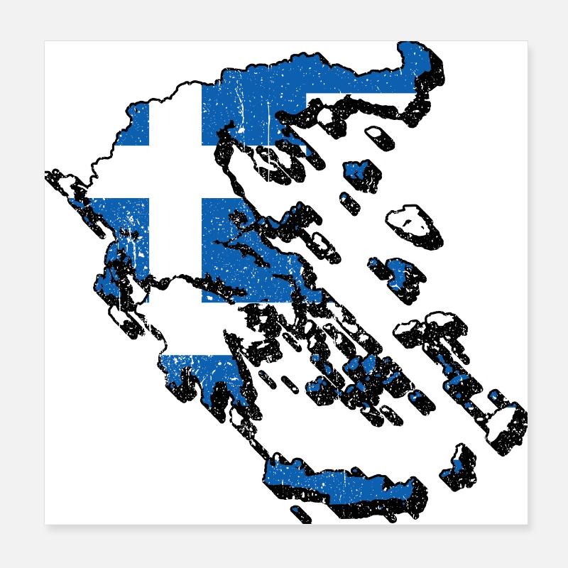 Greece Greeks Map Vacation Travel Gift Poster 8" x 8" (20x20 cm)