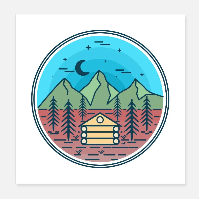 Mountains Camping Poster 20x20 cm