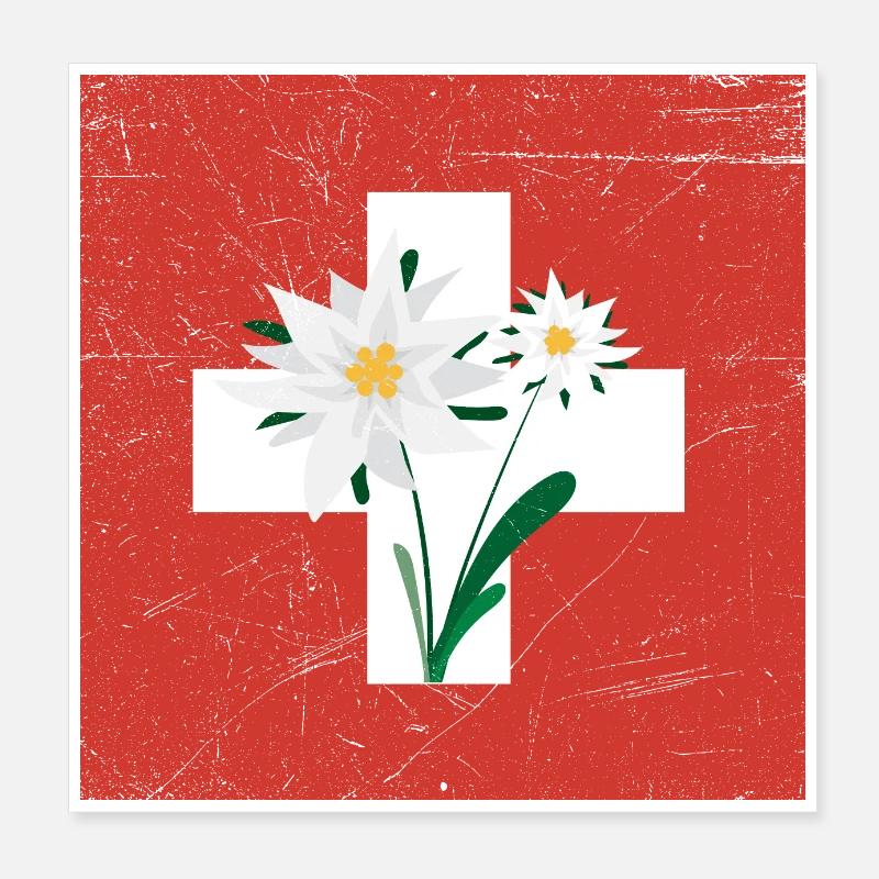 Edelweiss Switzerland Flag Funny gift idea Poster 8" x 8" (20x20 cm)
