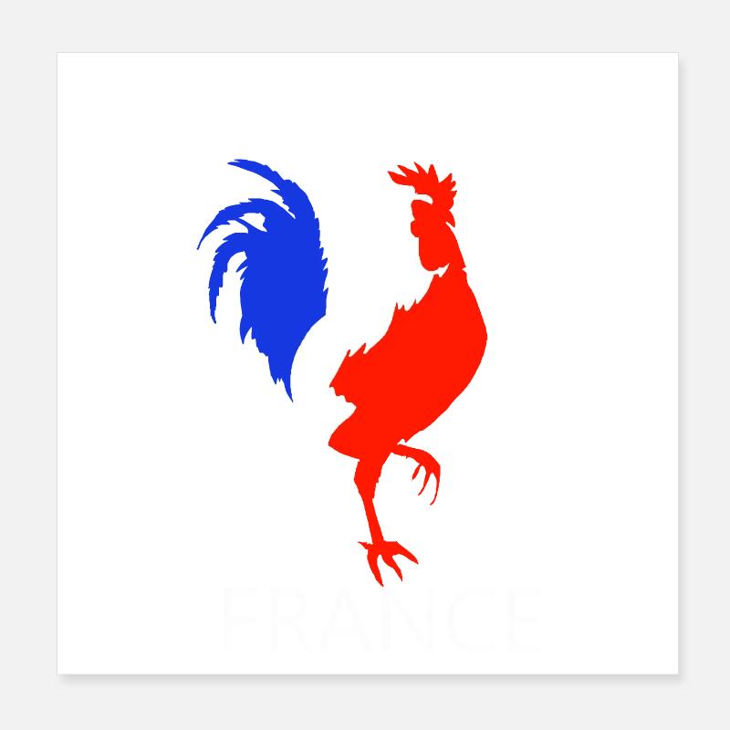 rooster blue white red Poster 8" x 8" (20x20 cm)