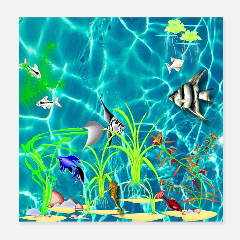 Tropisk akvarium Poster 20x20 cm