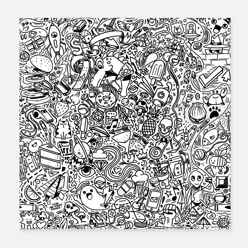 Doodle Games Poster 8" x 8" (20x20 cm)