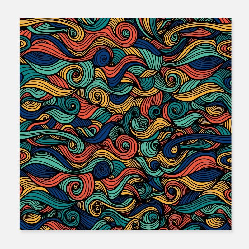 Strudelmuster Grün Rot Blau Strudel Farbenfroh Poster 20x20 cm