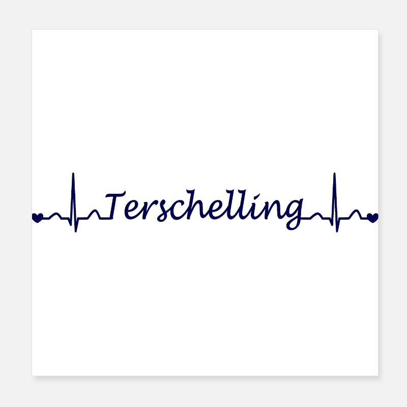 Terschelling Herzschlag dunkel blau Poster 20x20 cm
