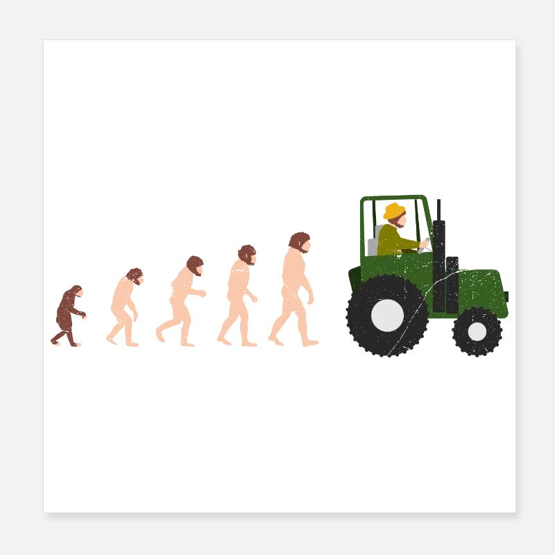 Evolution Bauer Lustige Geschenkidee Poster 20x20 cm