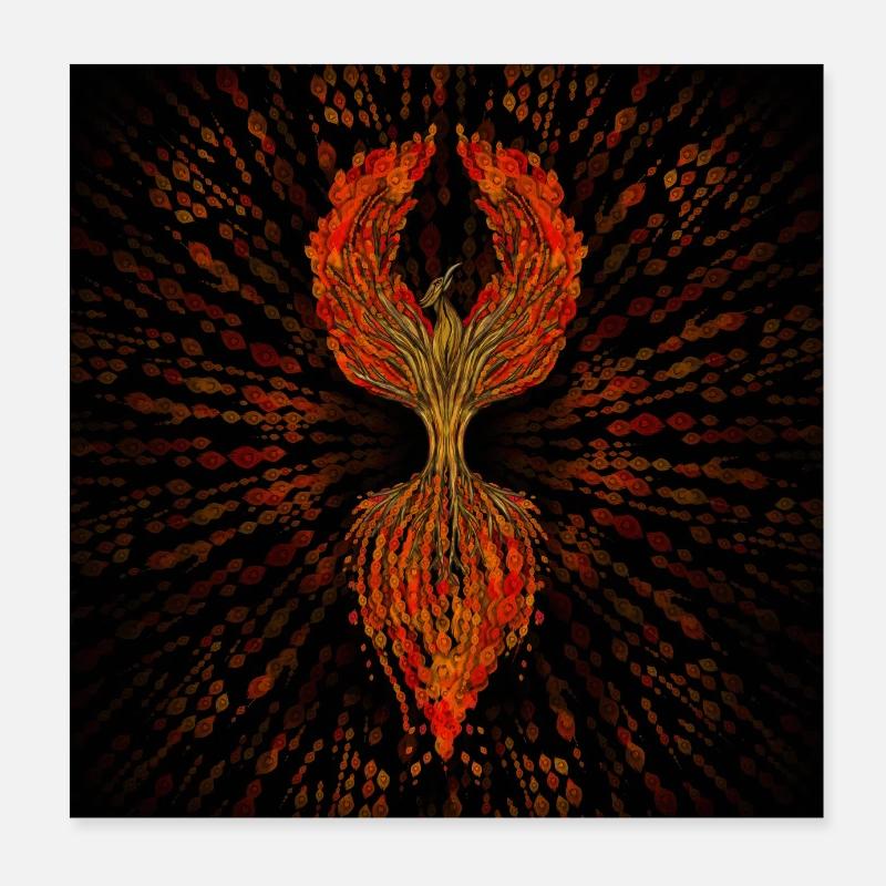 Phönixbaum des Lebens - Poster 20x20 cm - Weiß
