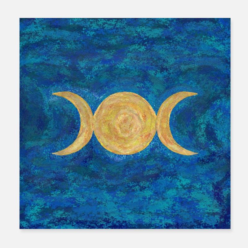 Triple Moon - Impasto Poster 8" x 8" (20x20 cm)