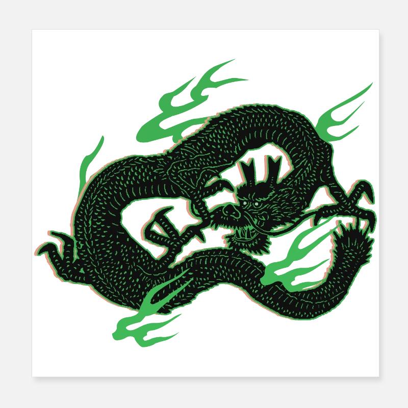 Grüner Drache Poster 20x20 cm