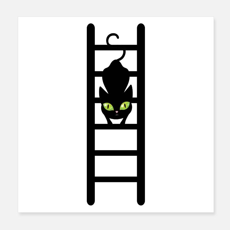Cat on his ladder Poster 8" x 8" (20x20 cm)