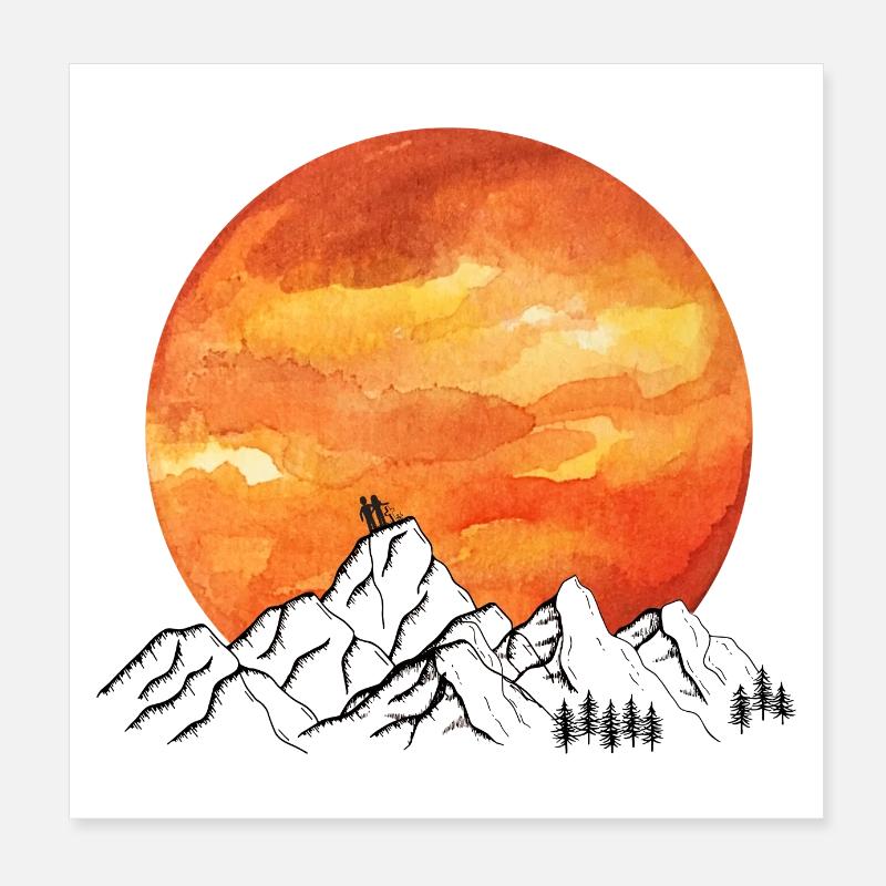Sun Mountains Couples Poster 8" x 8" (20x20 cm)
