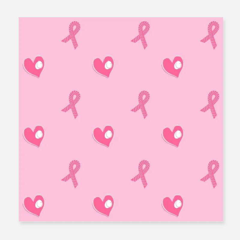 Pink Hearts and Ribbons Pattern Poster 8" x 8" (20x20 cm)