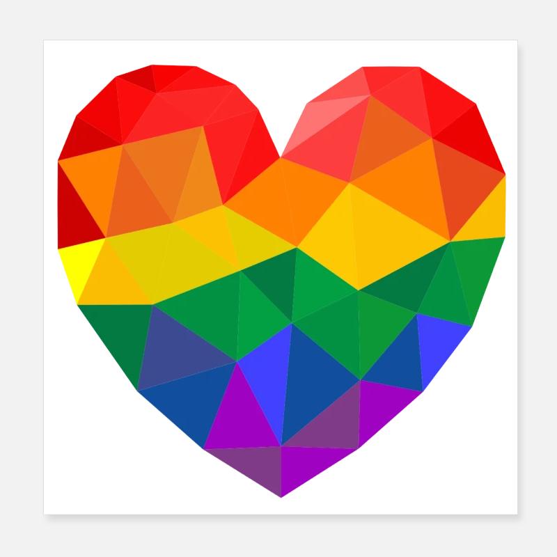 RAINBOW HEART Poster 20x20 cm