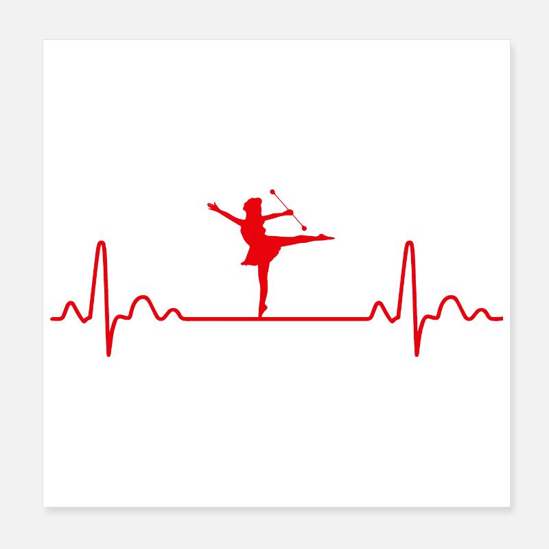 Heartbeat Baton Twirling Funny Gift Idea Poster 8" x 8" (20x20 cm)