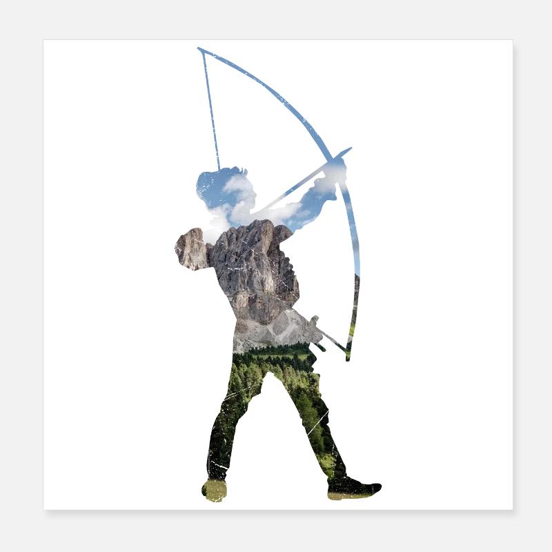 Idée cadeau de tir à l'arc à double exposition Poster 20 x 20 cm