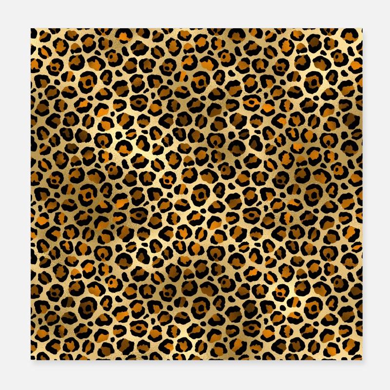 Motif de fourrure d'animal jaune imprimé léopard doré Poster 20 x 20 cm