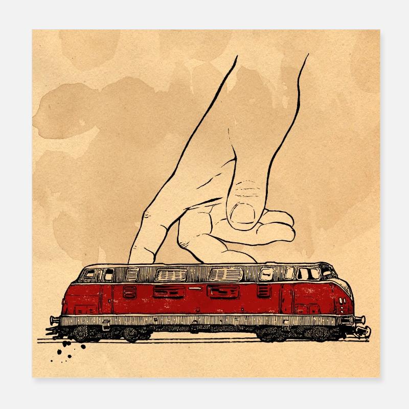 Modelleisenbahn - Poster 20x20 cm - Weiß