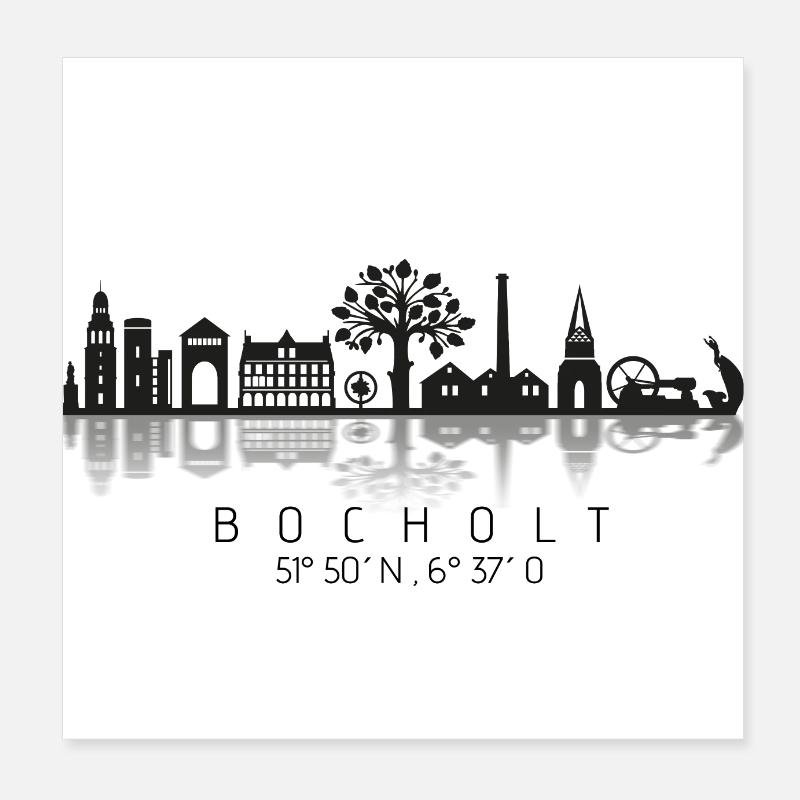 Bocholt Skyline Black / Coordonnées Poster 20 x 20 cm