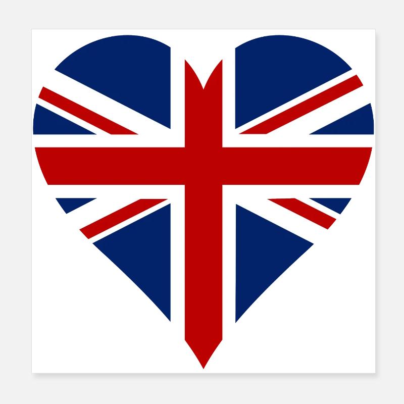 Great Britain Flag Heart Poster 8" x 8" (20x20 cm)