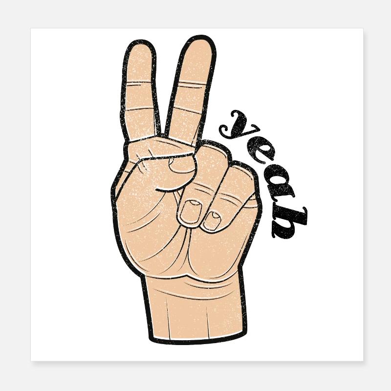 Peacezeichen zwei Finger Friedenzeichen Geschenk Poster 20x20 cm