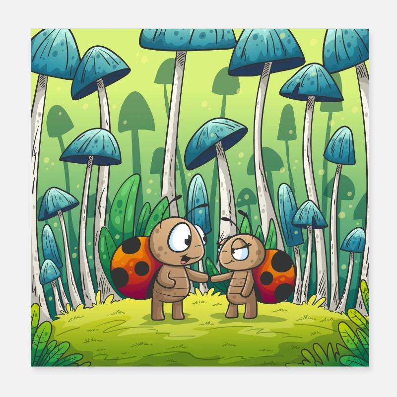 Zwei Marienkäfer Poster 20x20 cm