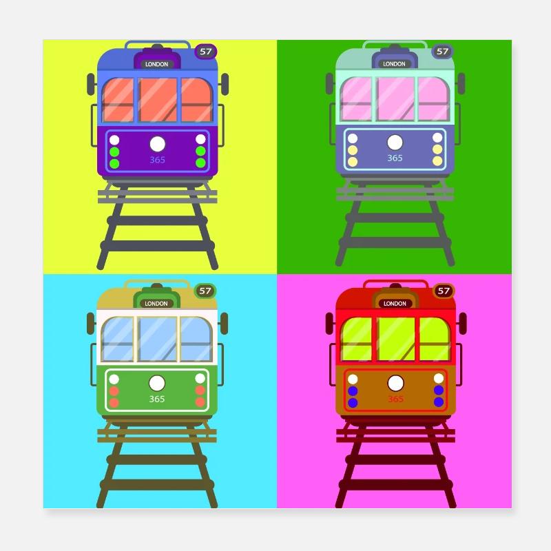Tram, Straßenbahn Pop Art Poster 20x20 cm