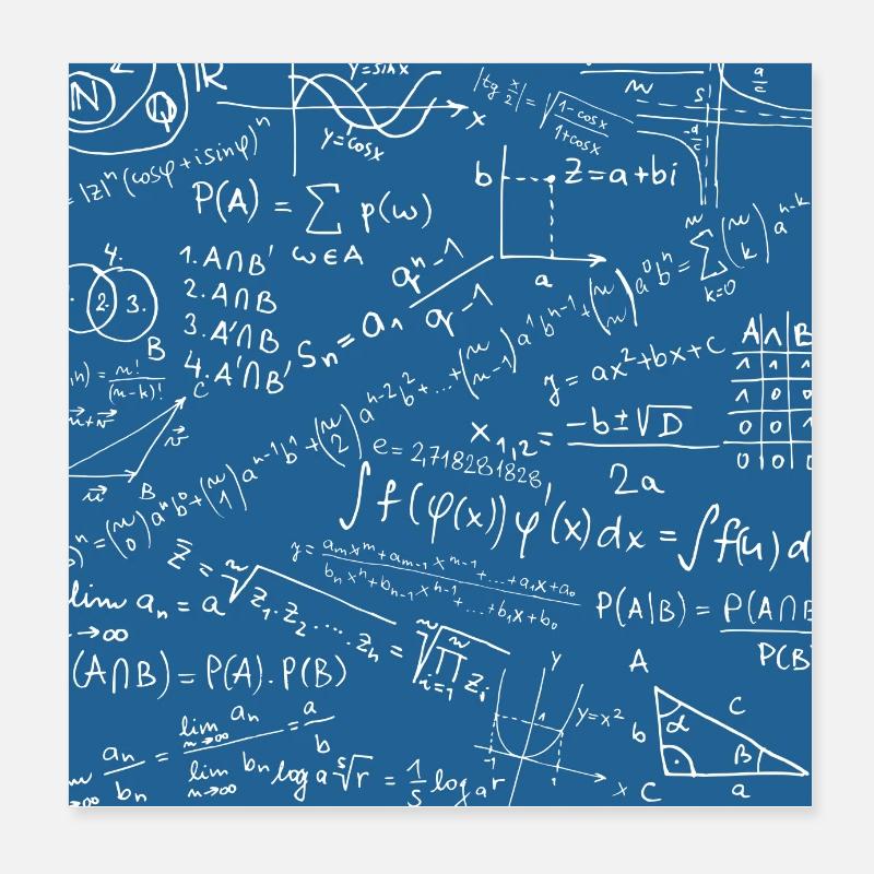 Math Equation Pattern, Quadratic Formula Math Gift Poster 8" x 8" (20x20 cm)
