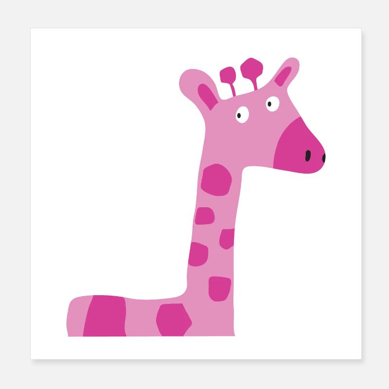 Pink Giraffe Poster 8" x 8" (20x20 cm)