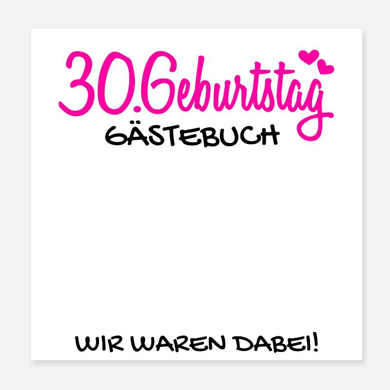 30 Geburtstag Gästebuch Deko Geschenk Poster 20x20 cm