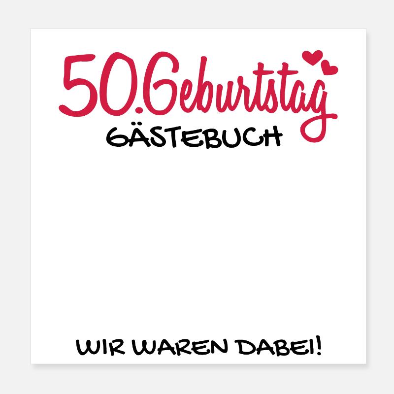 50 Geburtstag Gästebuch Deko Geschenk Poster 20x20 cm