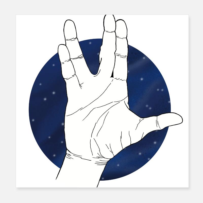 Hand Vulkaniergruß Sternenhimmel Poster 20x20 cm
