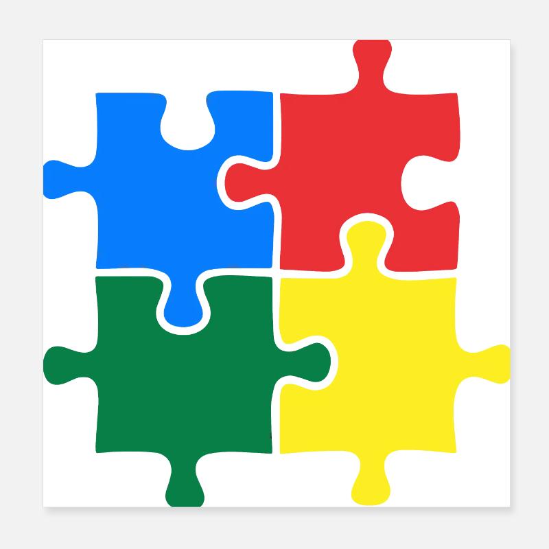 Autisme Sensibilisation Puzzle Coloré Poster 20 x 20 cm