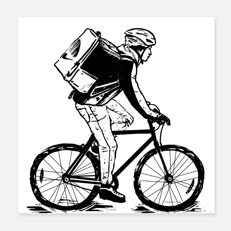 Bicycle courier courier service by bike Poster 8" x 8" (20x20 cm)
