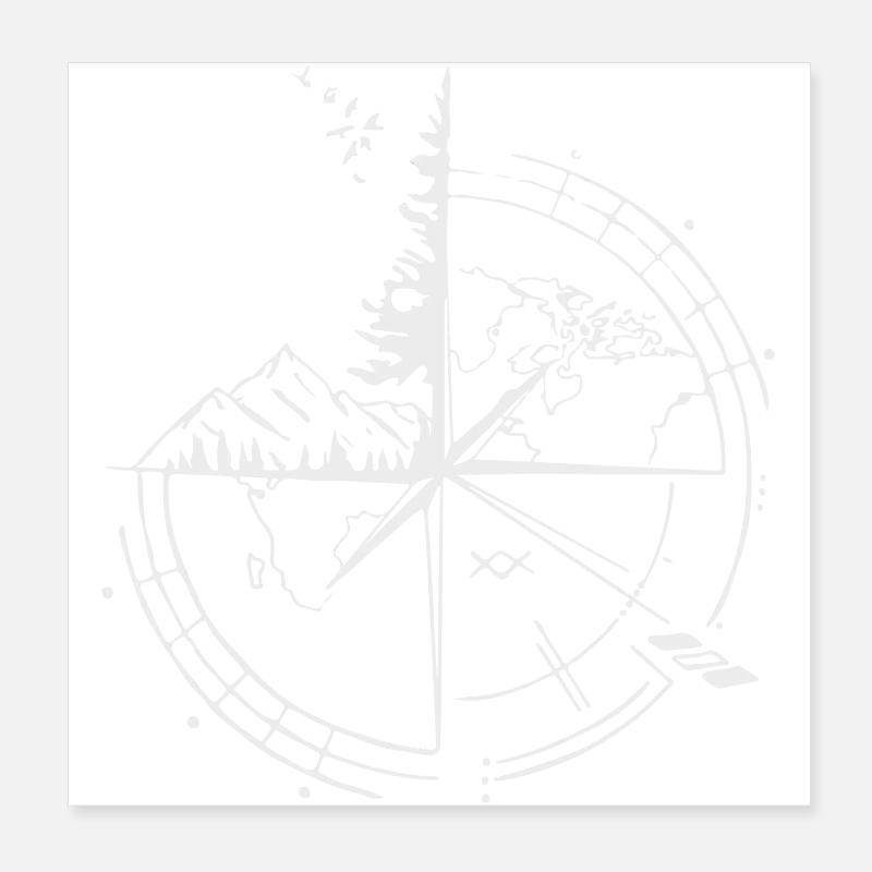 Kompass Reisen & Berge Poster 20x20 cm