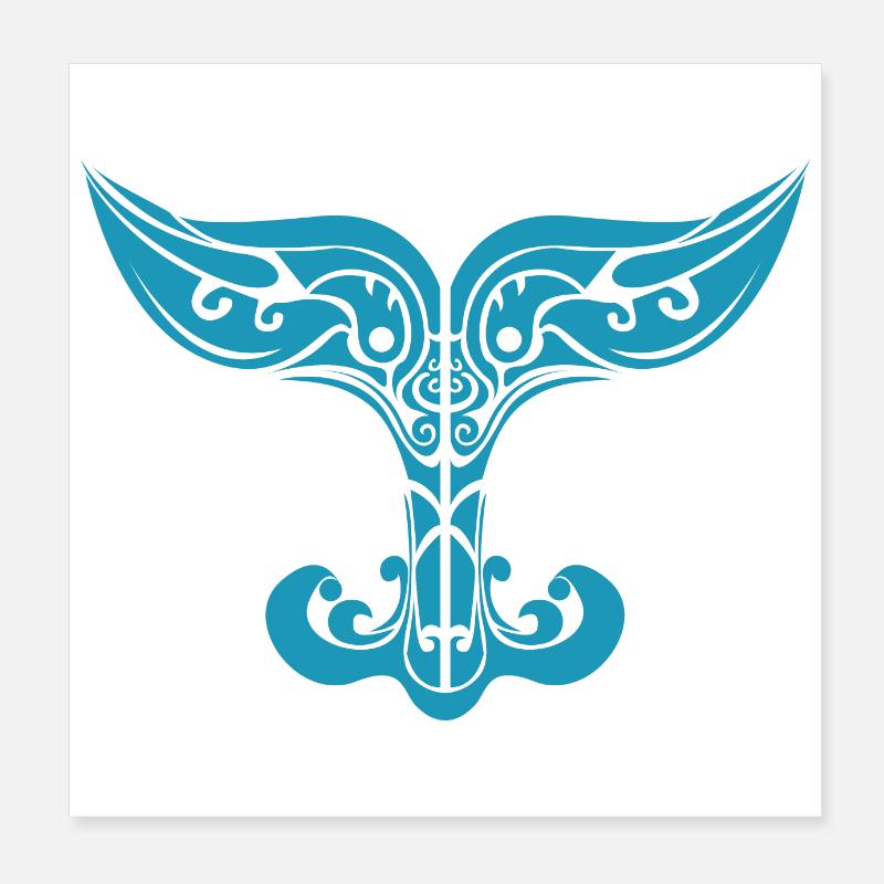 Maori Whale Tail Polynesia Tribal Tattoo Gift Poster 8" x 8" (20x20 cm)
