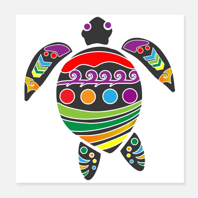 Maori Turtle Polynesian Tribal Tattoo Gift Poster 8" x 8" (20x20 cm)