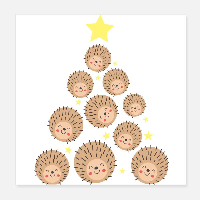 Hedgehog xmas Christmas tree Poster 8" x 8" (20x20 cm)
