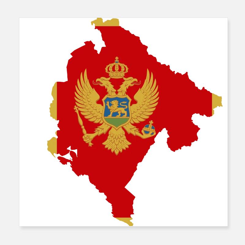 Montenegro flag map flag Poster 8" x 8" (20x20 cm)