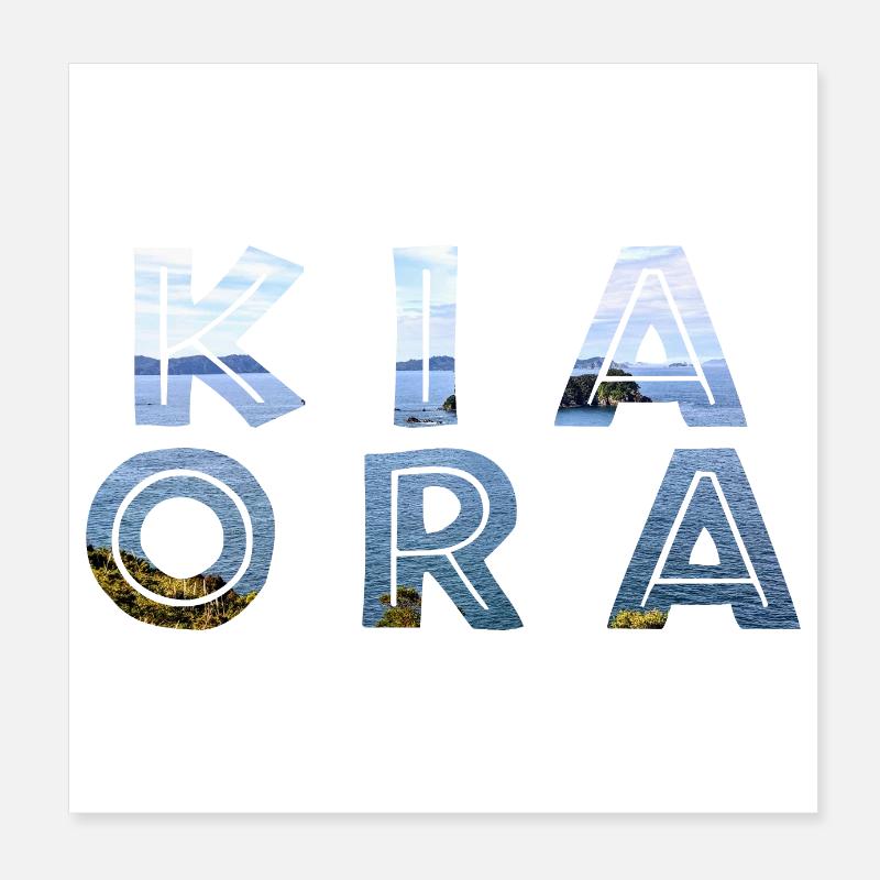 Double Exposure Kia Ora Ozean Neuseeland Geschenk Poster 20x20 cm