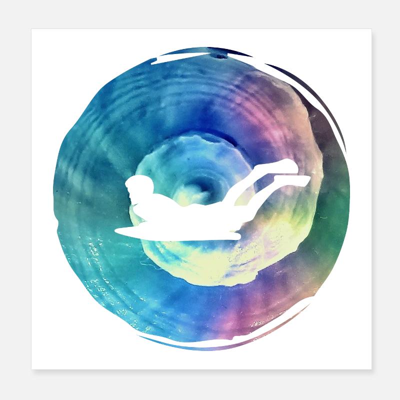 Double Exposure Art Bodyboarding Surf Gift Idea Poster 8" x 8" (20x20 cm)
